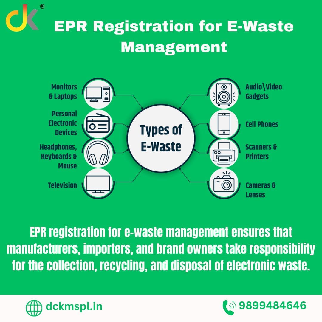 EPR registration for e-waste management ensures that manufacturers, importers, and brand owners take responsibility for the collection, recycling, and disposal of electronic waste.